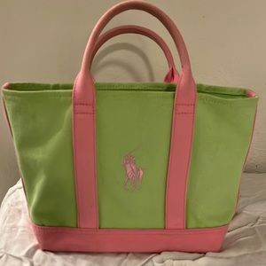 Ralph Lauren pink / green small tote